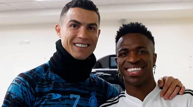 Vinicius alucina com Cristiano Ronaldo: “Viciado em fazer gols…”. veja!